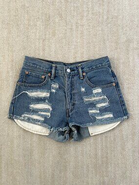 Levi’s 550 Blue Distressed Jeans Denim Shorts Reworked Mens 29